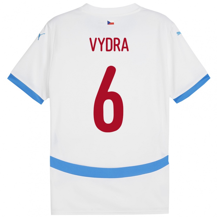 Kandiny Hombre Camiseta Chequia Patrik Vydra #6 Blanco 2ª Equipación 24-26 La Camisa