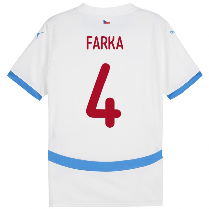 Kandiny Uomo Maglia Cechia Dominik Farka #4 Bianco Kit Gara Away 24-26 Maglietta