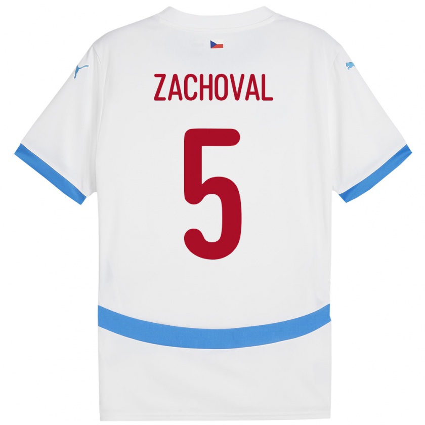 Kandiny Hombre Camiseta Chequia Matej Zachoval #5 Blanco 2ª Equipación 24-26 La Camisa