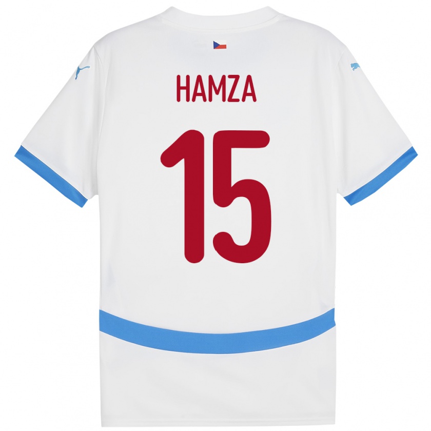 Kandiny Hombre Camiseta Chequia Jiri Hamza #15 Blanco 2ª Equipación 24-26 La Camisa