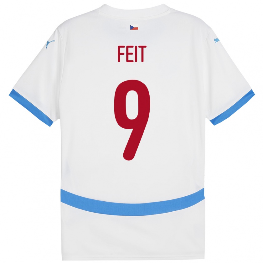 Kandiny Uomo Maglia Cechia Jan Feit #9 Bianco Kit Gara Away 24-26 Maglietta