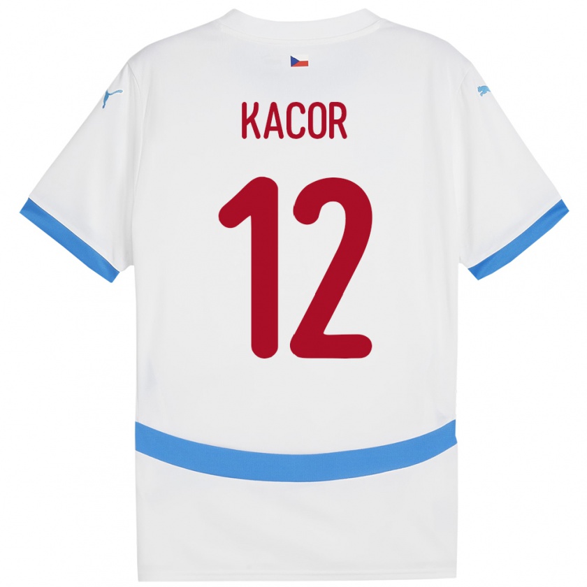 Kandiny Hombre Camiseta Chequia Pavel Kacor #12 Blanco 2ª Equipación 24-26 La Camisa