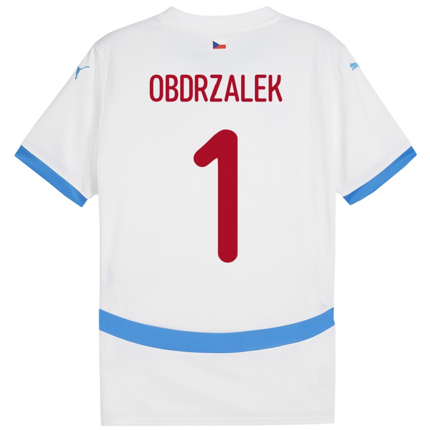 Kandiny Hombre Camiseta Chequia Marek Obdrzalek #1 Blanco 2ª Equipación 24-26 La Camisa