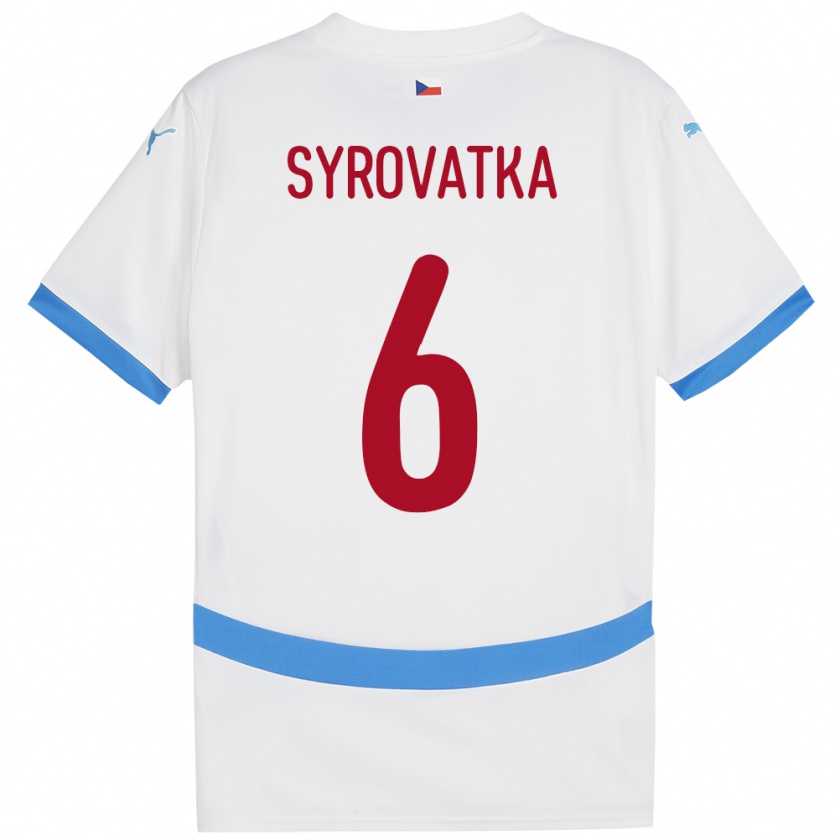 Kandiny Hombre Camiseta Chequia Matyas Syrovatka #6 Blanco 2ª Equipación 24-26 La Camisa