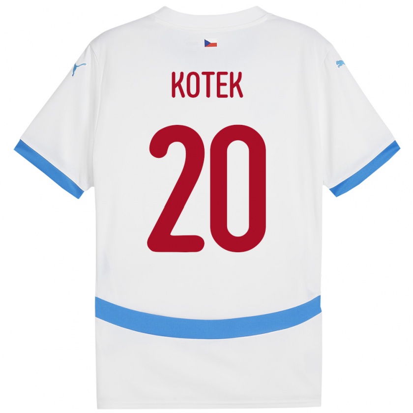 Kandiny Hombre Camiseta Chequia Tomas Kotek #20 Blanco 2ª Equipación 24-26 La Camisa