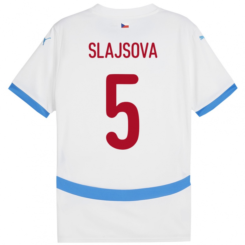 Kandiny Uomo Maglia Cechia Gabriela Šlajsová #5 Bianco Kit Gara Away 24-26 Maglietta