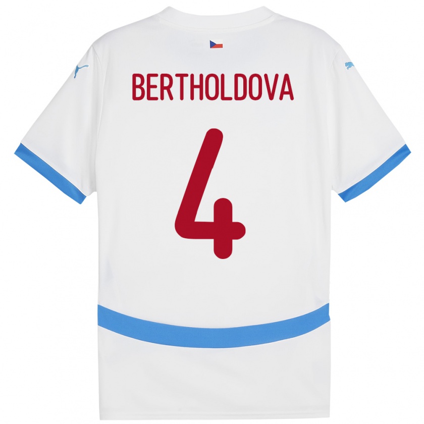 Kandiny Hombre Camiseta Chequia Petra Bertholdová #4 Blanco 2ª Equipación 24-26 La Camisa