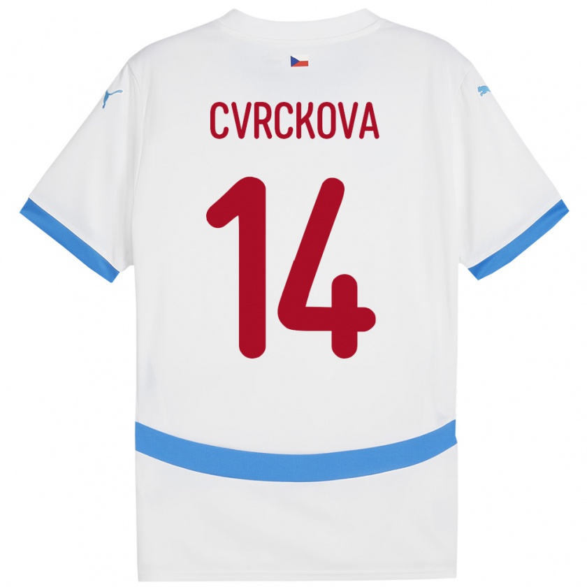 Kandiny Hombre Camiseta Chequia Klára Cvrčková #14 Blanco 2ª Equipación 24-26 La Camisa