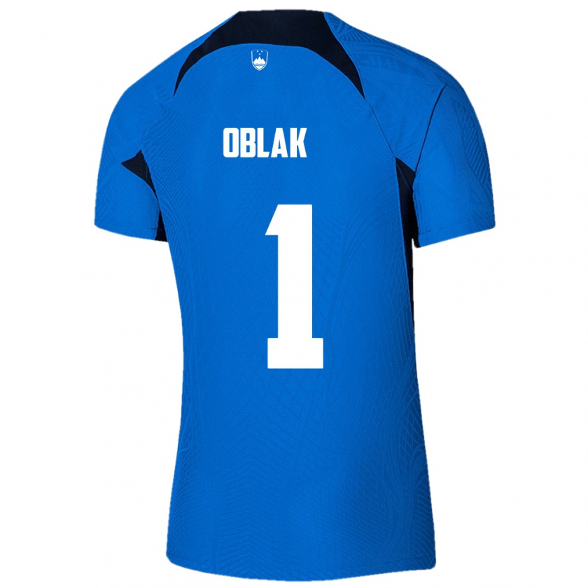 Kandiny Heren Slovenië Jan Oblak #1 Blauw Uitshirt Uittenue 24-26 T-Shirt