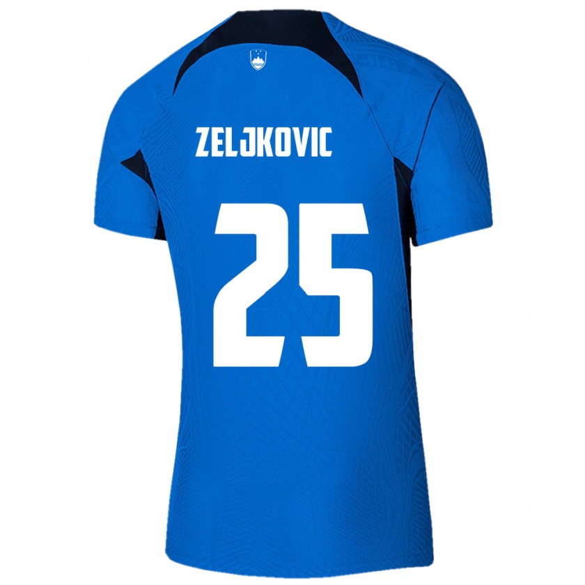 Kandiny Heren Slovenië Adrian Zeljkovic #25 Blauw Uitshirt Uittenue 24-26 T-Shirt