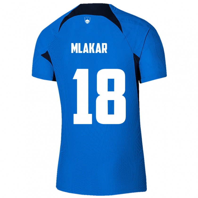 Kandiny Heren Slovenië Luka Mlakar #18 Blauw Uitshirt Uittenue 24-26 T-Shirt België