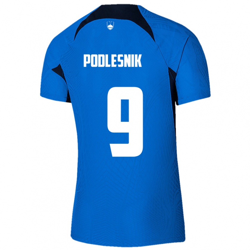 Kandiny Hombre Camiseta Eslovenia Nik Podlesnik #9 Azul 2ª Equipación 24-26 La Camisa México