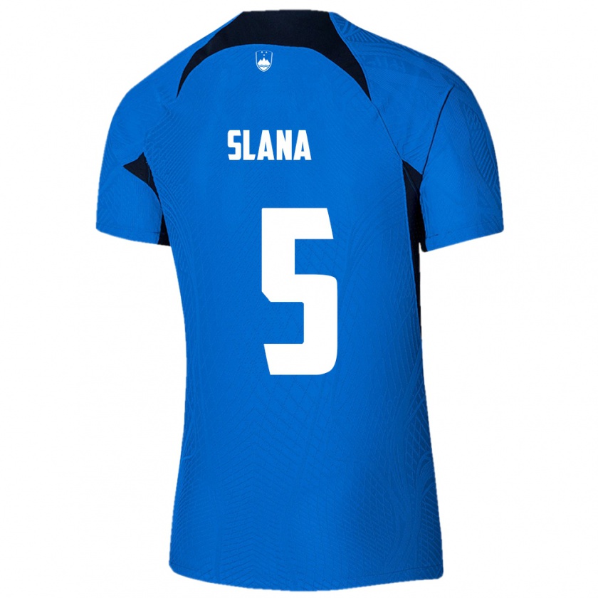 Kandiny Heren Slovenië Filip Slana #5 Blauw Uitshirt Uittenue 24-26 T-Shirt