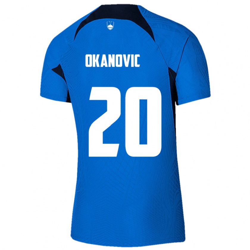 Kandiny Hombre Camiseta Eslovenia Deen Okanovic #20 Azul 2ª Equipación 24-26 La Camisa México