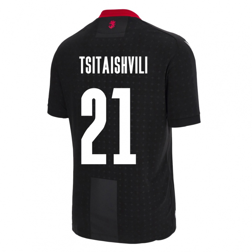 Kandiny Hombre Camiseta Georgia Georgiy Tsitaishvili #21 Negro 2ª Equipación 24-26 La Camisa