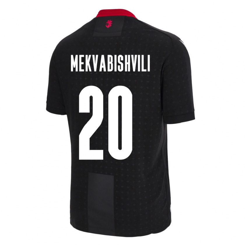 Kandiny Uomo Maglia Georgia Anzor Mekvabishvili #20 Nero Kit Gara Away 24-26 Maglietta