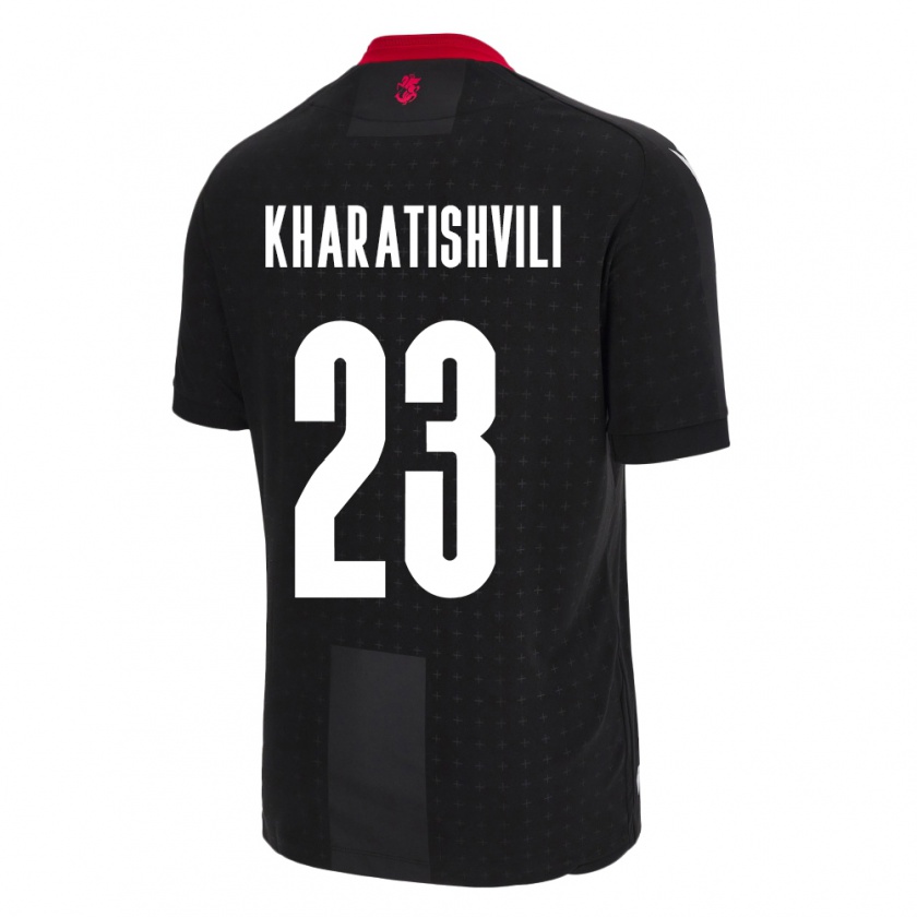 Kandiny Uomo Maglia Georgia Luka Kharatishvili #23 Nero Kit Gara Away 24-26 Maglietta