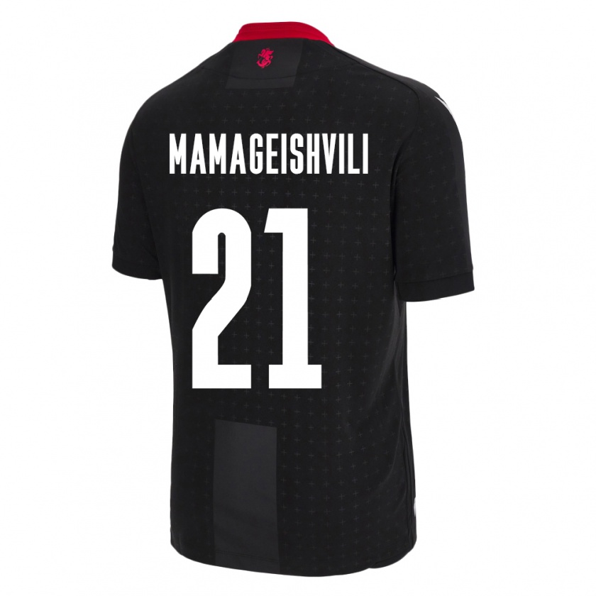 Kandiny Uomo Maglia Georgia Otar Mamageishvili #21 Nero Kit Gara Away 24-26 Maglietta