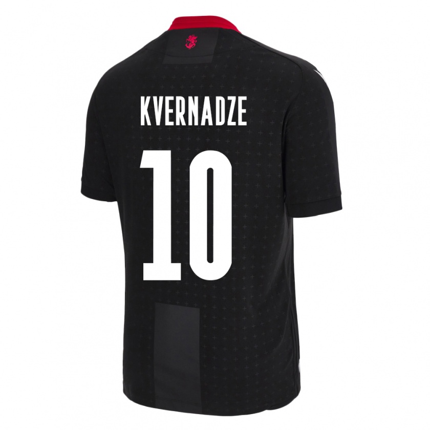 Kandiny Hombre Camiseta Georgia Giorgi Kvernadze #10 Negro 2ª Equipación 24-26 La Camisa