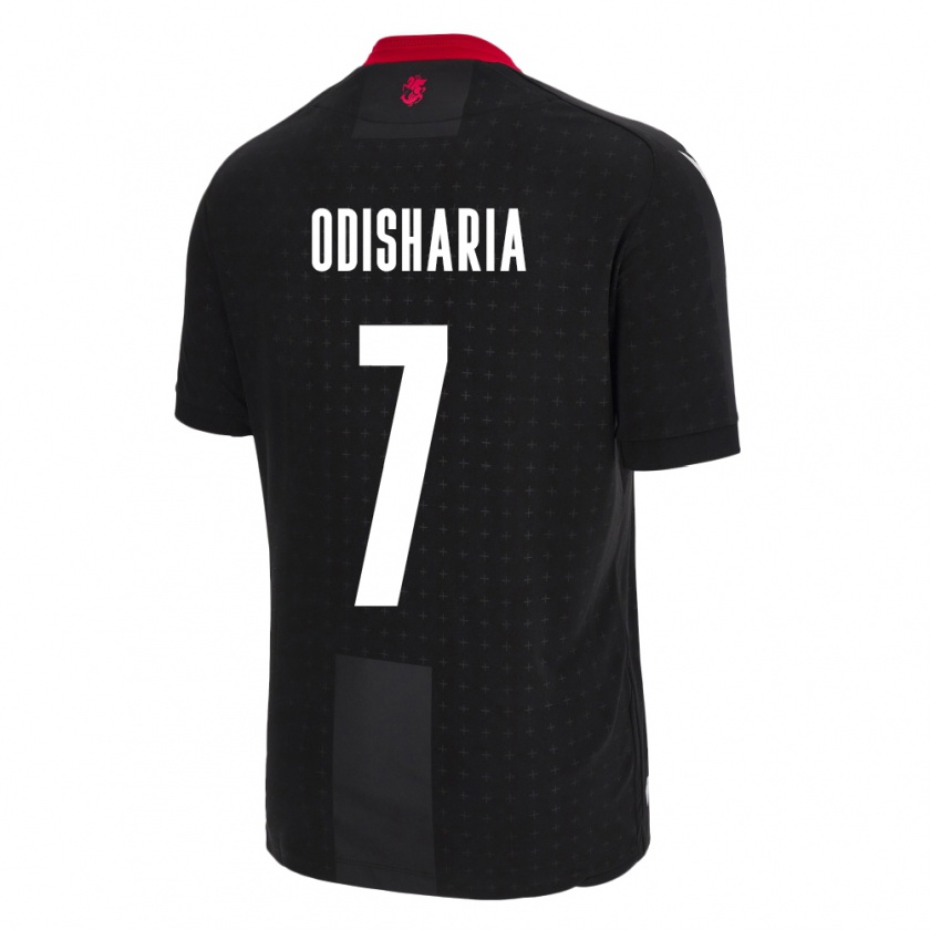 Kandiny Uomo Maglia Georgia Lasha Odisharia #7 Nero Kit Gara Away 24-26 Maglietta