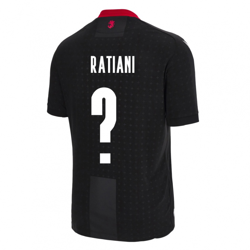 Kandiny Uomo Maglia Georgia Sandro Ratiani #0 Nero Kit Gara Away 24-26 Maglietta