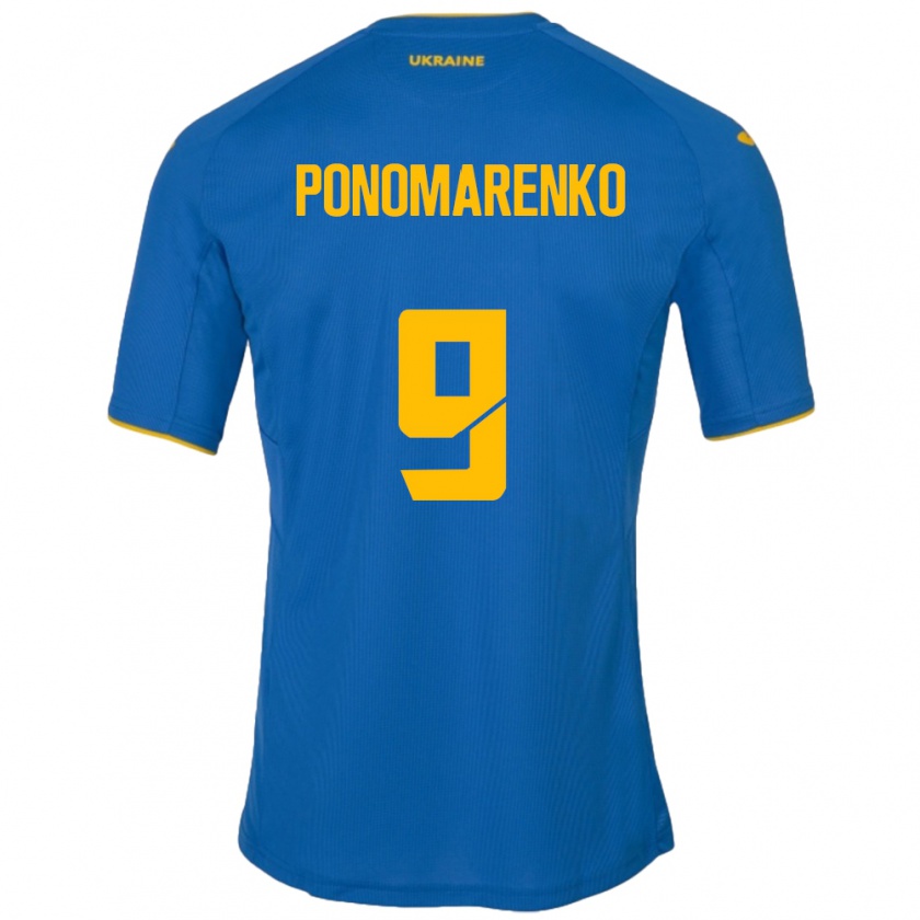 Kandiny Herren Ukraine Matviy Ponomarenko #9 Blau Auswärtstrikot Trikot 24-26 T-Shirt Österreich