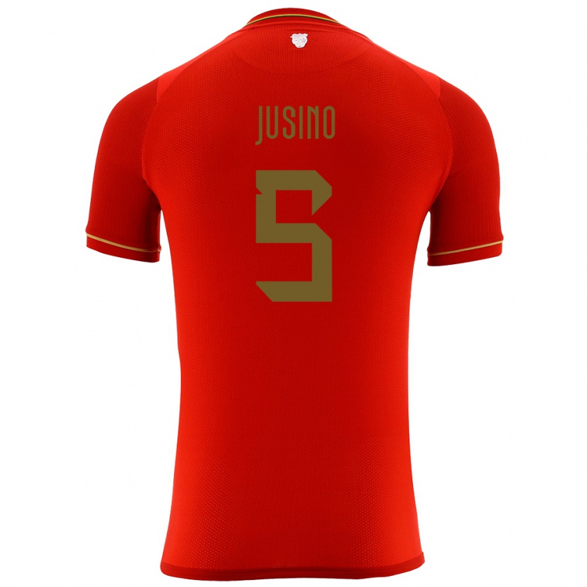 Kandiny Uomo Maglia Bolivia Adrián Jusino #5 Rosso Kit Gara Away 24-26 Maglietta