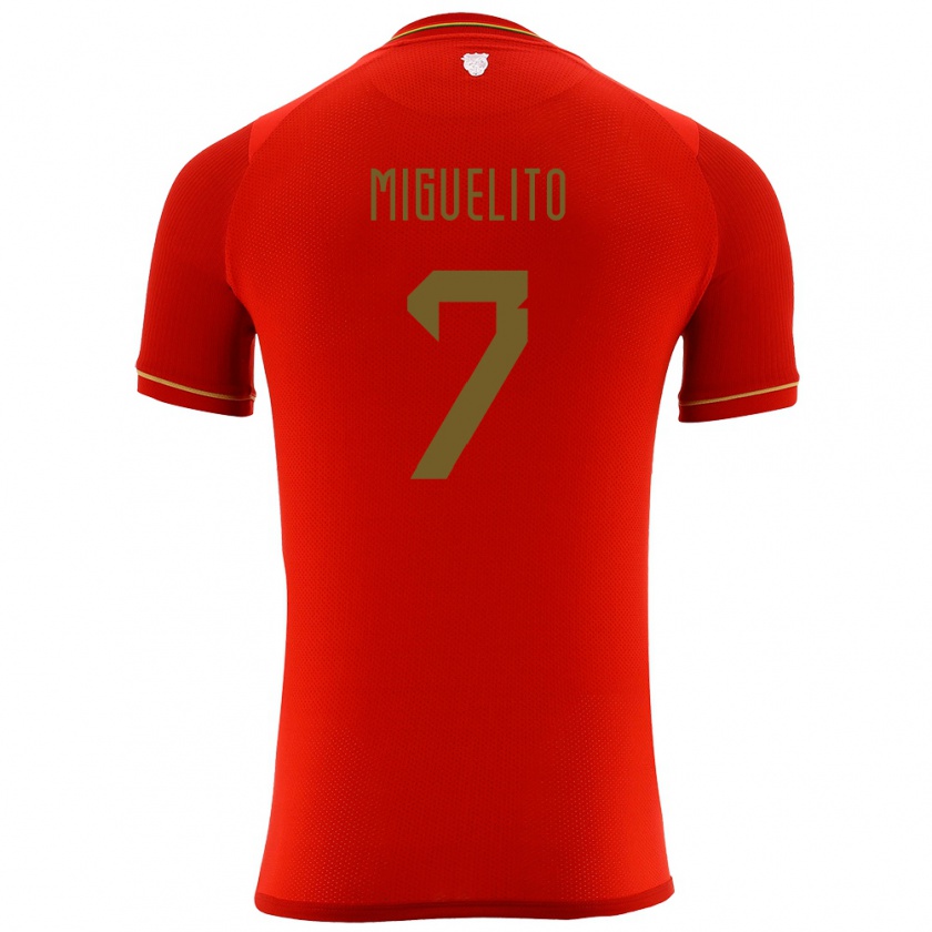 Kandiny Herren Bolivien Miguelito #7 Rot Auswärtstrikot Trikot 24-26 T-Shirt Österreich