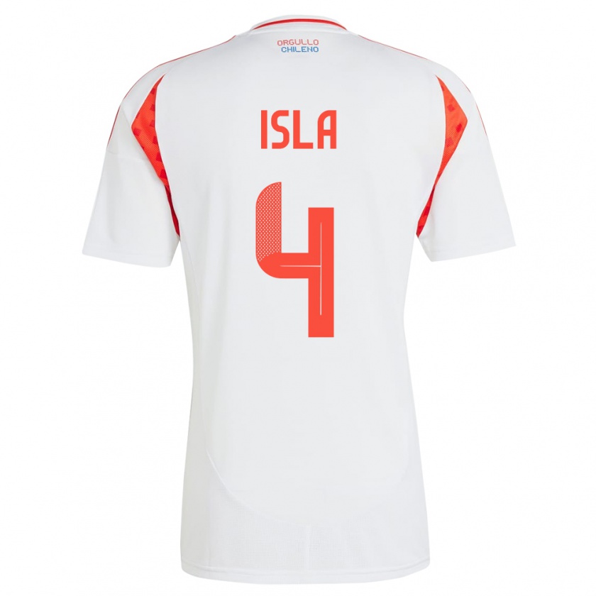 Kandiny Uomo Maglia Cile Mauricio Isla #4 Bianco Kit Gara Away 24-26 Maglietta