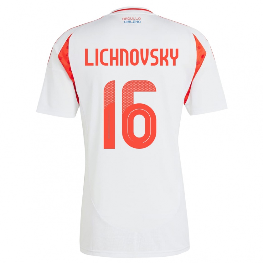 Kandiny Uomo Maglia Cile Igor Lichnovsky #16 Bianco Kit Gara Away 24-26 Maglietta