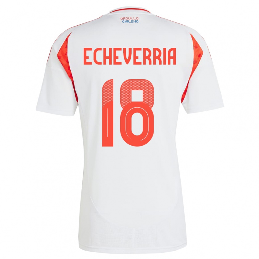 Kandiny Hombre Camiseta Chile Rodrigo Echeverría #18 Blanco 2ª Equipación 24-26 La Camisa