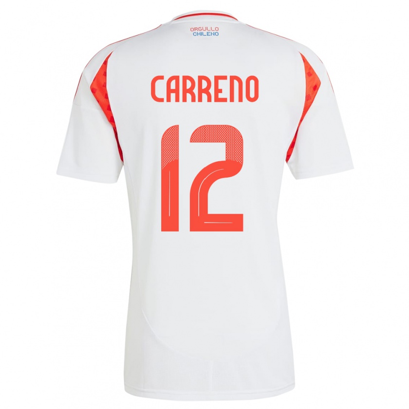 Kandiny Uomo Maglia Cile Diego Carreño #12 Bianco Kit Gara Away 24-26 Maglietta