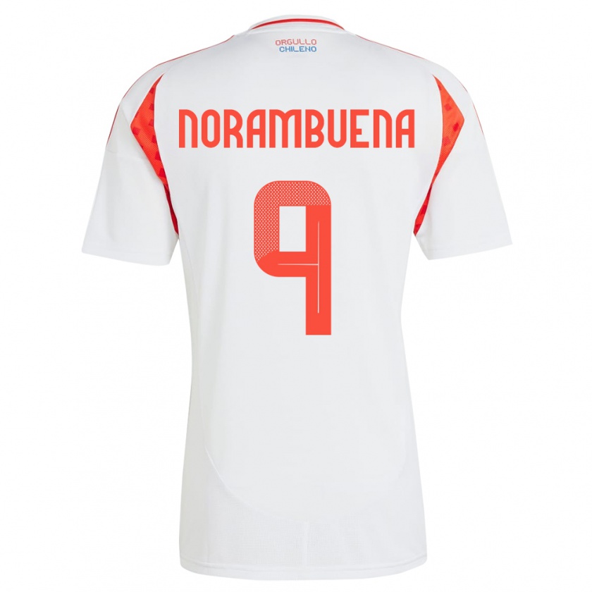 Kandiny Uomo Maglia Cile Gabriel Norambuena #9 Bianco Kit Gara Away 24-26 Maglietta