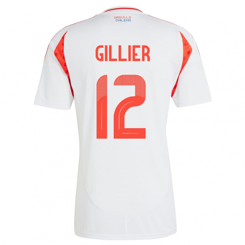 Kandiny Hombre Camiseta Chile Thomas Gillier #12 Blanco 2ª Equipación 24-26 La Camisa