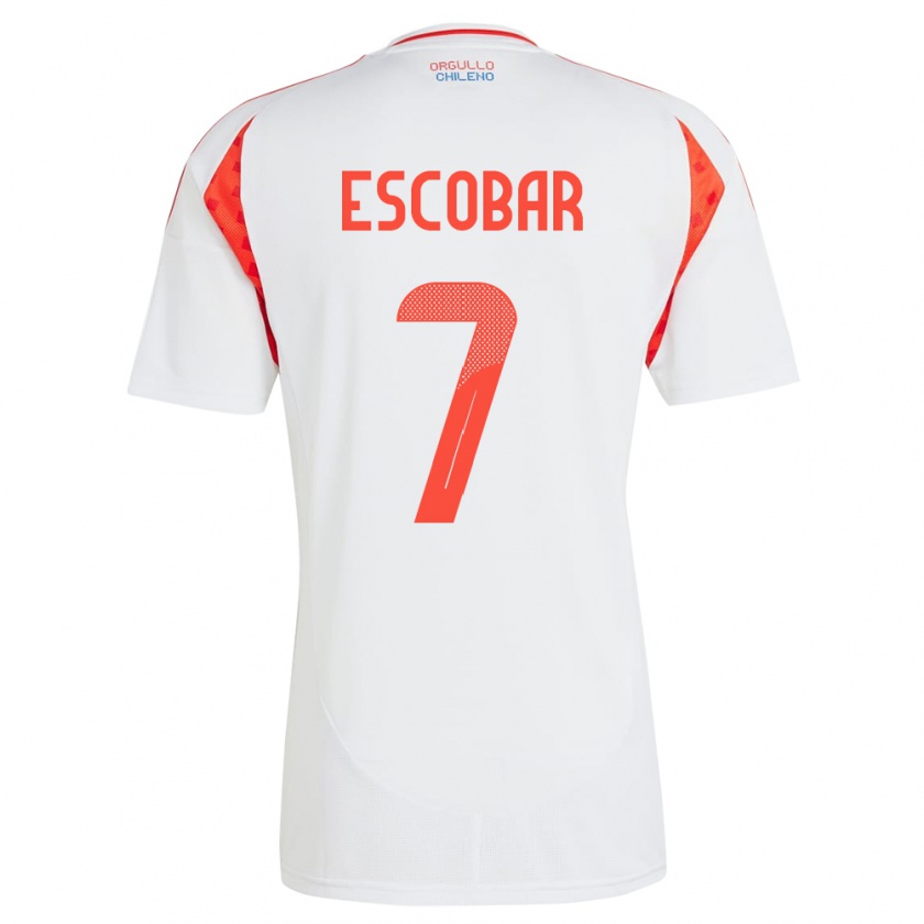 Kandiny Hombre Camiseta Chile Bastián Escobar #7 Blanco 2ª Equipación 24-26 La Camisa