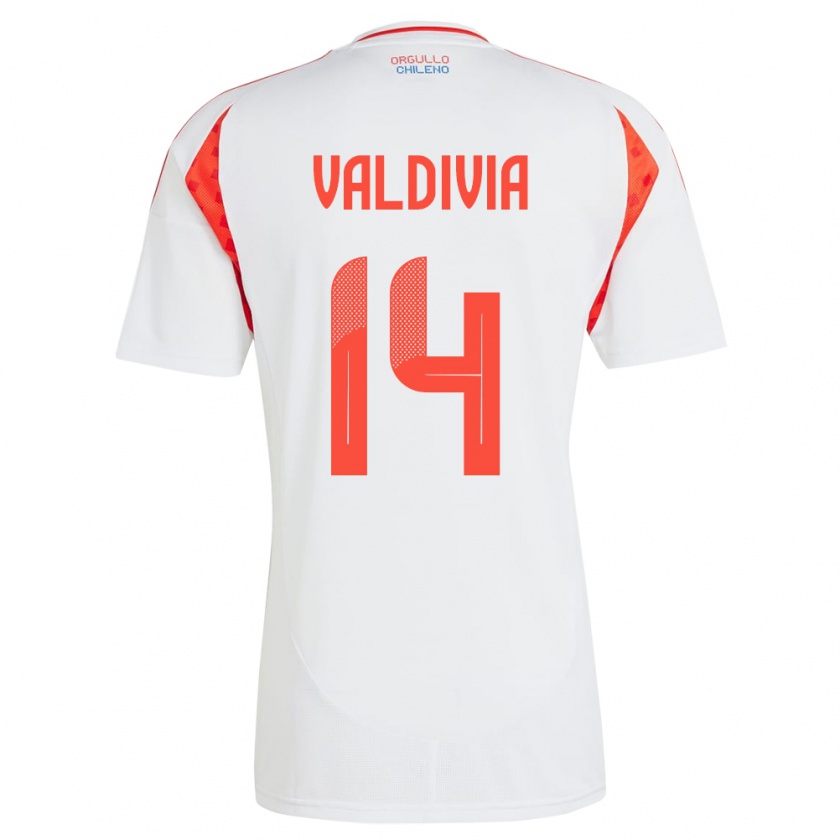 Kandiny Uomo Maglia Cile Felipe Valdivia #14 Bianco Kit Gara Away 24-26 Maglietta