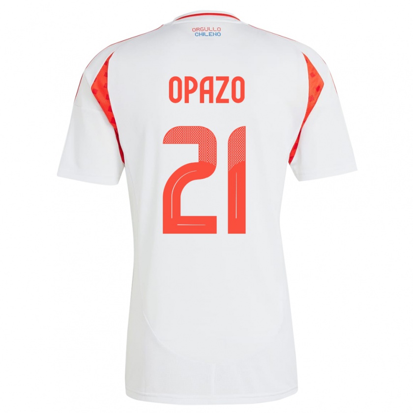 Kandiny Hombre Camiseta Chile Diego Opazo #21 Blanco 2ª Equipación 24-26 La Camisa