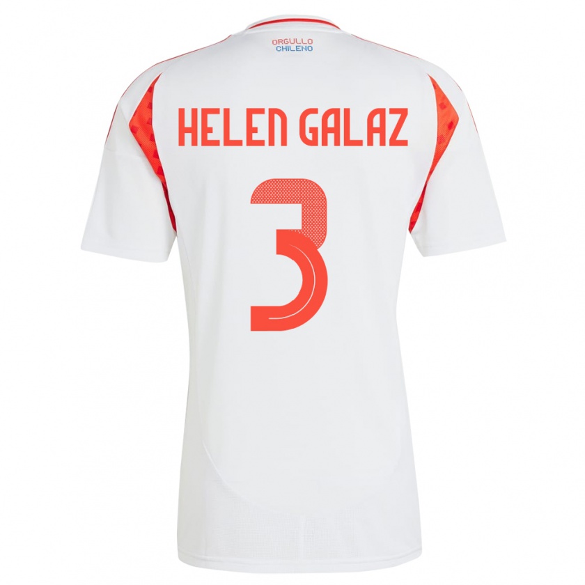 Kandiny Hombre Camiseta Chile Su Helen Galaz #3 Blanco 2ª Equipación 24-26 La Camisa