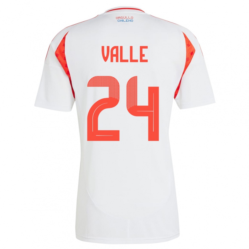 Kandiny Uomo Maglia Cile Alessandra Valle #24 Bianco Kit Gara Away 24-26 Maglietta