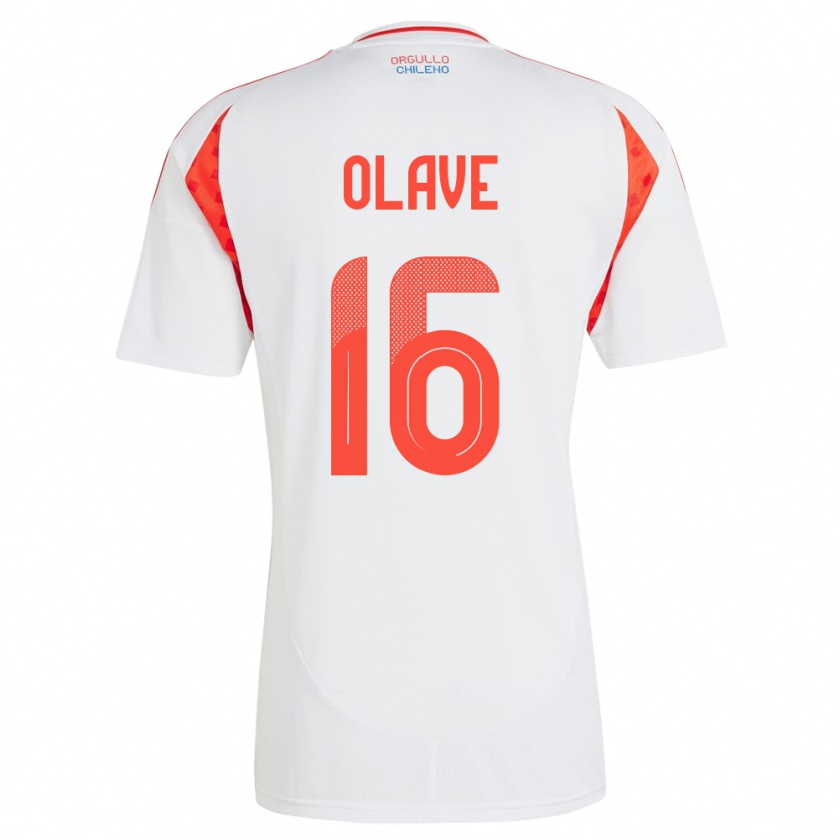 Kandiny Hombre Camiseta Chile Isidora Olave #16 Blanco 2ª Equipación 24-26 La Camisa