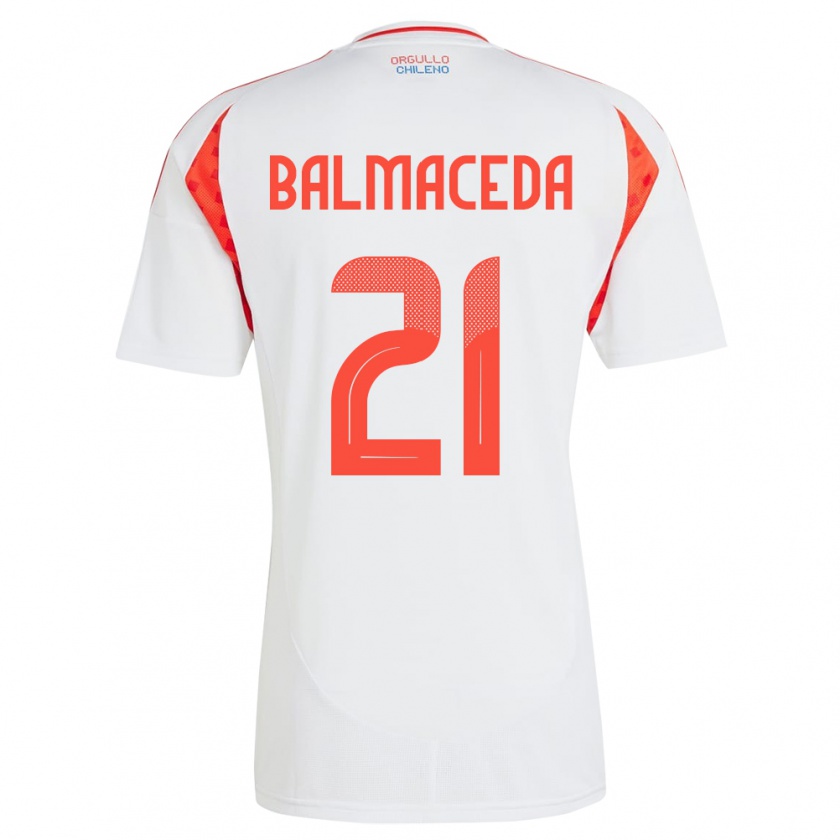 Kandiny Hombre Camiseta Chile Rosario Balmaceda #21 Blanco 2ª Equipación 24-26 La Camisa