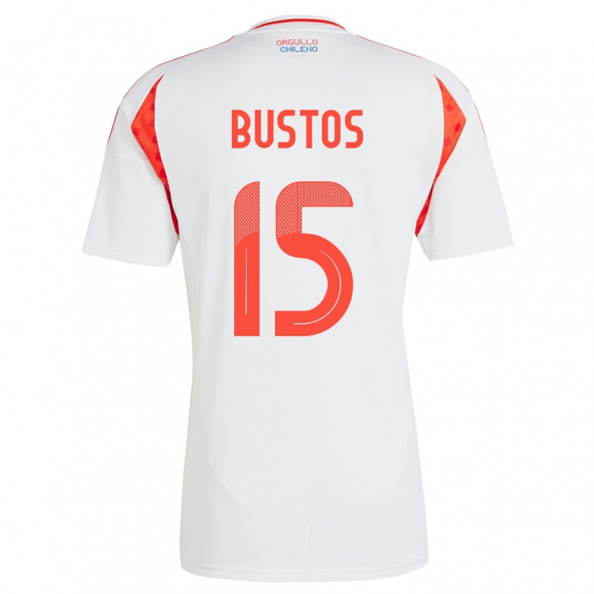 Kandiny Hombre Camiseta Chile Melissa Bustos #15 Blanco 2ª Equipación 24-26 La Camisa