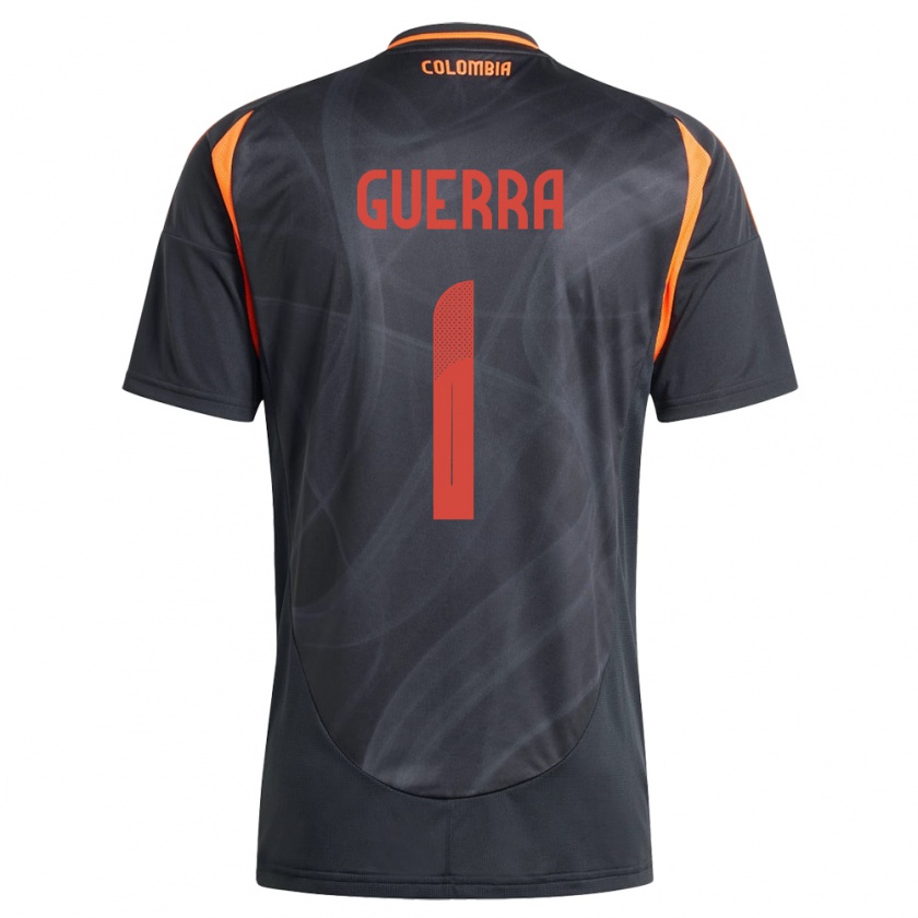 Kandiny Uomo Maglia Colombia Sebastián Guerra #1 Nero Kit Gara Away 24-26 Maglietta