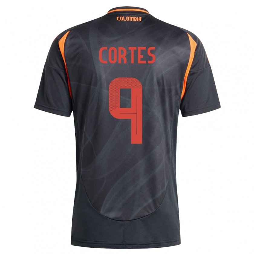 Kandiny Uomo Maglia Colombia Carlos Cortés #9 Nero Kit Gara Away 24-26 Maglietta