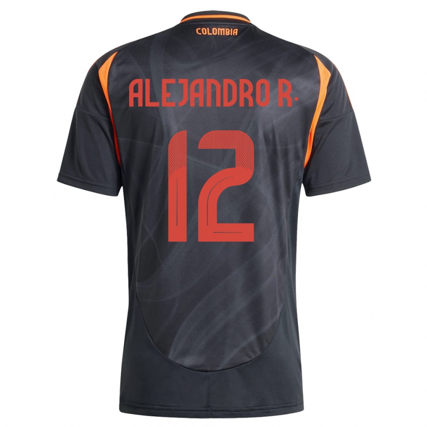 Kandiny Herren Kolumbien Alejandro Rodríguez #12 Schwarz Auswärtstrikot Trikot 24-26 T-Shirt Österreich