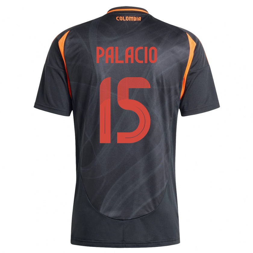 Kandiny Uomo Maglia Colombia Nelson Palacio #15 Nero Kit Gara Away 24-26 Maglietta