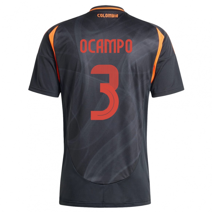 KandinyメンズコロンビアÉdier Ocampo#3黒アウェイシャツ24-26ジャージーユニフォーム