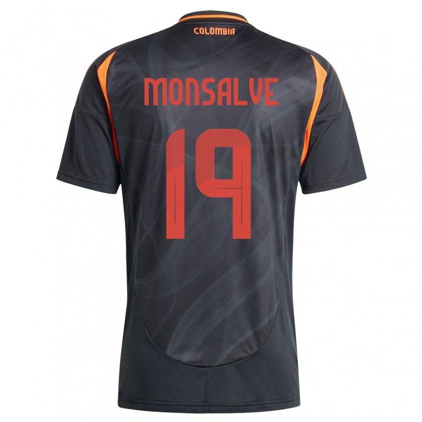 Kandiny Uomo Maglia Colombia Miguel Monsalve #19 Nero Kit Gara Away 24-26 Maglietta