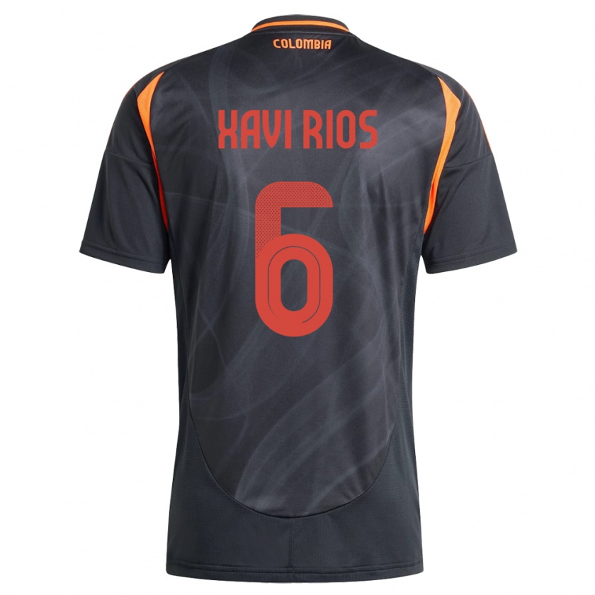 Kandiny Uomo Maglia Colombia Xavi Ríos #6 Nero Kit Gara Away 24-26 Maglietta