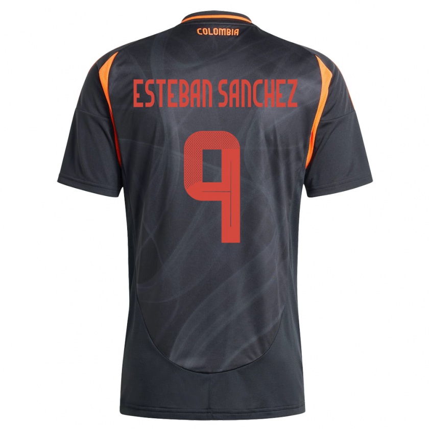 Kandiny Heren Colombia Juan Esteban Sánchez #9 Zwart Uitshirt Uittenue 24-26 T-Shirt